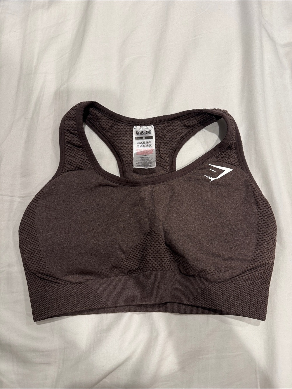 Gymshark Seamless Racerback Sports Bra in dark brown